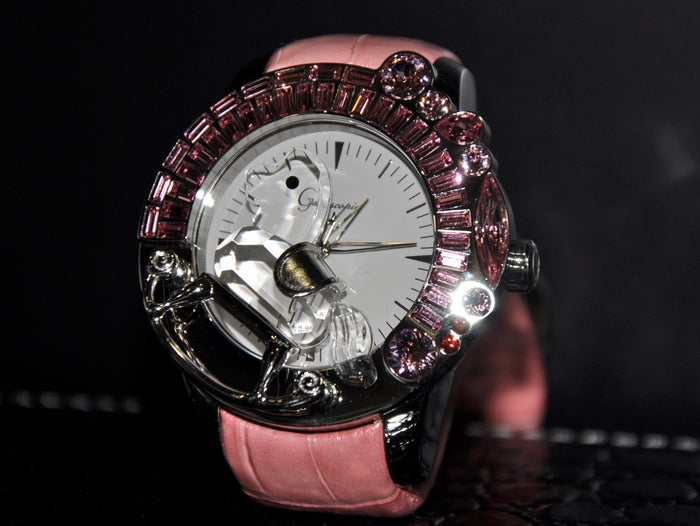 Galtiscopio La Giostra I/ Pink crystal on Pink leather strap