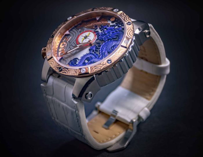 Zoid Dragon II Stainless Steel / Rose Gold / Blue